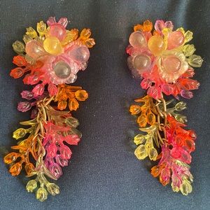 Colorful Handmade Clip on Earrings, Purchased in Jamaica